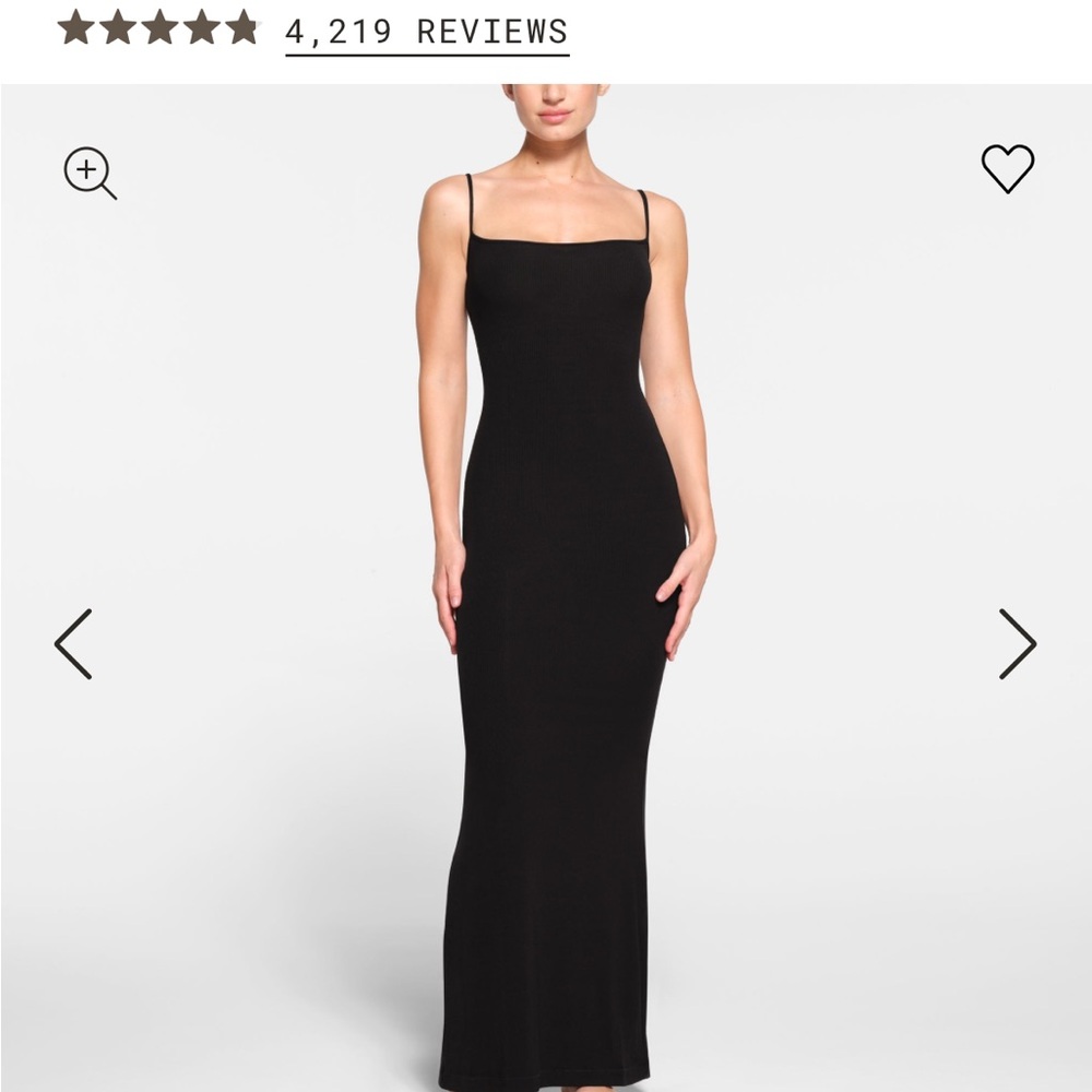 Skims long slip dress in onyx. Size small